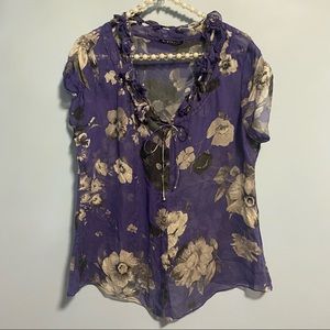 Elie Tahari Silk Floral Blouse